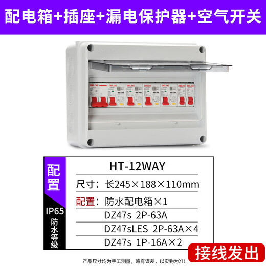 Delixi Electric Delixi leakage protector distribution box air switch box with leakage protection switch circuit breaker small household 12 circuit 2P circuit breaker + 2P leakage protection * 4 + 1P circuit breaker * 2