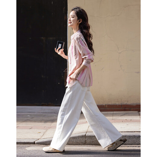 Demana layering tool spring cloud cotton three-dimensional lapel striped shirt loose and comfortable hidden flesh shirt women's top