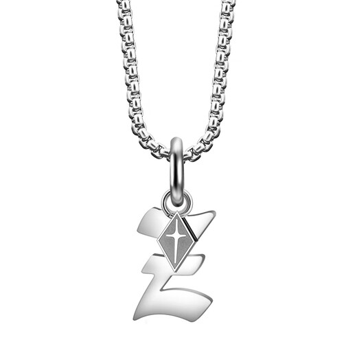 Guanpu Pavilion Fat Donglai same style men's platinum necklace new platinum letter pendant for men and women light luxury k gold niche design simple white gold necklace letter A