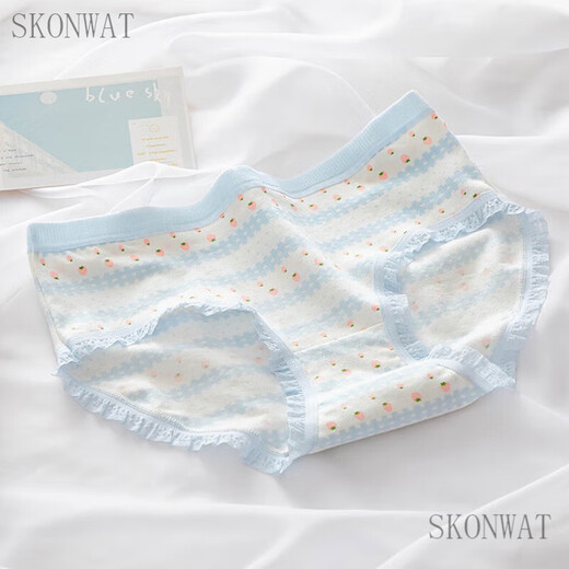 SKONWAT girls underwear, middle and large children, junior high school, primary school education and high school triangle cotton 12 girls 10 girls 9-18 years old Blue Rabbit 5 pack, one each 145cm (M recommended 60-80Jin Jin is equal to 0.5 kg)
