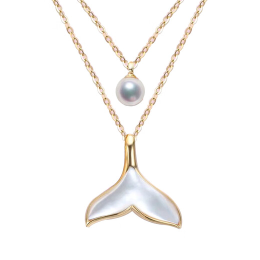 Floating lotus seawater pearl pendant clavicle chain mermaid tail necklace will be yours for the rest of my life Style 1 with chain a 7 points 5-8mm