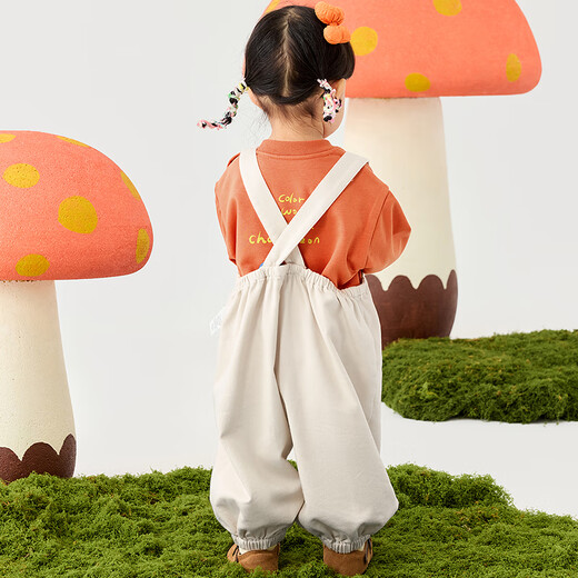 Mini Bala shopping mall same style girls overalls 2025 new loose fashionable baby trousers light khaki 50315 90