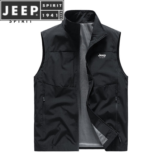 JEEP SPIRIT vest men's 2025 new spring and autumn workwear stand-up collar sleeveless middle-aged vest jacket off-white spring and autumn M