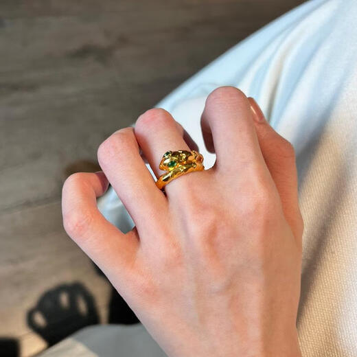 Chen Xiangfu Old Phoenix Gold Spirit Snake Ring for Men and Women, Pure Gold Inlaid with Gemstones, Zodiac Snake Ring, Index Finger Ring, Gift for Girls, Approximately 2.2 on the 17th