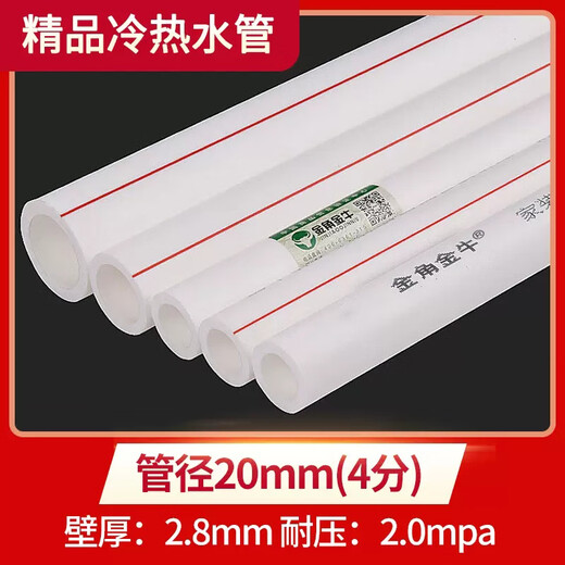 Golden Horn Taurus PPR water pipe hot melt pipe 4 points hot water pipe 20x2.8MM white 10 meters (2 meters / root x 5)