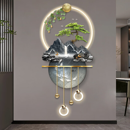 Painting Town Fulu Jinshan Entrance Decoration Painting Landscape Advanced Three-dimensional LED Wall Lamp Painting Entry Hall Corridor End Hanging Painting Fulu Jinshan ZP4836+ZP4837+ZP4840 60*130cm Ordinary hanging painting without lights