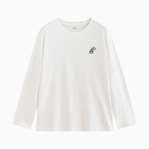 INMAN pure cotton comfortable and fun embroidered white T-shirt for women 2026 spring new loose comfortable casual versatile top off-white-rabbit-K18518440H1 L