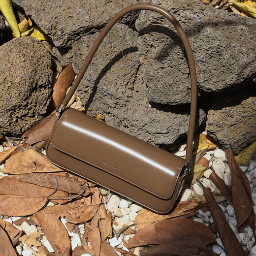 Auchan Dian baguette women's bag 2024 new style genuine leather fashion niche design shoulder crossbody portable retro women's bag black