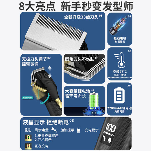 Jin Chongshi Dog Electric Clipper Pet Shaver Hair Clipper Electric Clipper Shaver Rechargeable Plug-in Dual-use Black Digital Model