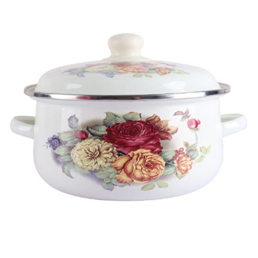 Pupan thickened enamel soup basin household double-ear pot with lid instant noodle bowl stew soup pot induction cooker heating soup bowl stew medicine pot lucky pot thickened 16cm