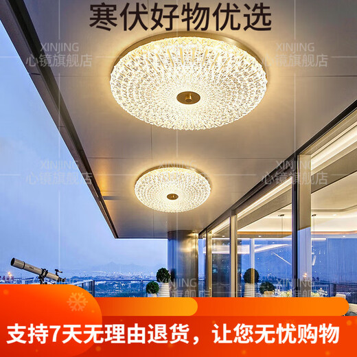 OUOETY心镜全铜户外吸顶灯别墅入户门顶灯简约过道露台阳台灯防水庭 X38 X3895-400/圆形