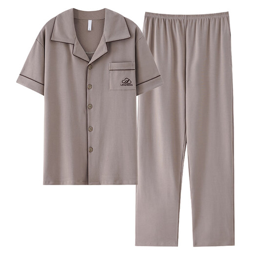 Yalu Pajamas Men's Cotton Summer 2025 New Summer Cotton Men's Large Size Wearable Home Clothes Set NSALM-LMSJ9215 L (Recommended 100-125 Jin Jin equals 0.5 kg)