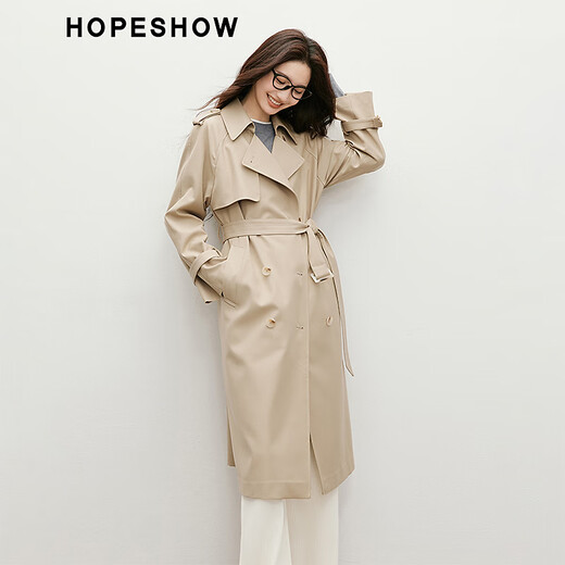 Red sleeves this year's popular windbreaker spring 2025 new women's intellectual style loose lapel casual long coat Coffee 037 S