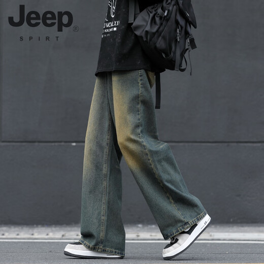 JEEP SPIRIT男士水洗牛仔裤直筒宽松2025春秋季新款复古垂感百搭阔腿长裤男款 1047怀旧色 S