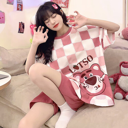 
Arctic velvet (Bejirog) pajamas for women in summer shorts shorts thin cartoon Korean version large size can be worn outside student home clothes two-piece suit 679 green dinosaur M size [recommended 80-90 Jin [Jin equals 0.5 kg]]