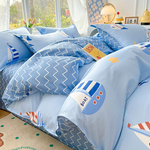 Mengshina cotton children's quilt cover single piece 120x150x200cm kindergarten cartoon baby pure cotton quilt cover single girl 4 Sea World single quilt cover 120*150cm