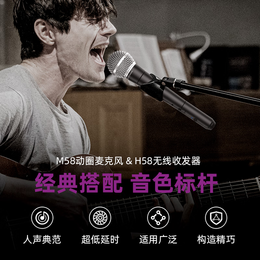 Audiovisualist wireless microphone super cardioid high-fidelity stage handheld microphone ultra-clear sound quality professional vocal dynamic microphone recording teaching outdoor singing karaoke XLR wireless dynamic high-fidelity dynamic microphone M58