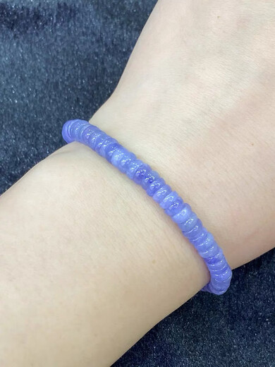 Shiyi Natural Tanzanite Plate Bead Bracelet Women's Single Circle Small Fresh Simple Crystal Flat Bead Bracelet Fashion Accessories Versatile 2*4mm/Plate Beads/Single Circle