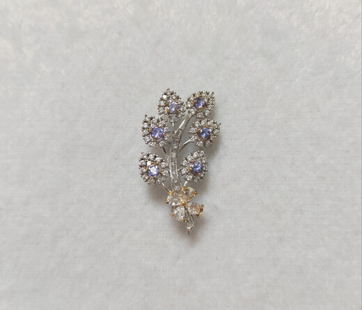 Canxian natural tanzanite multiple leaves and ears of wheat dual-purpose brooch pendant clavicle chain belt certificate fire color good heroine stone card 3