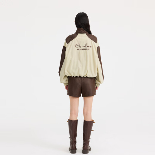 RE VAN Rui Fan New Product Designer Style Contrast Color Embroidery Color Matching Suit RL12401165 Khaki XS /34