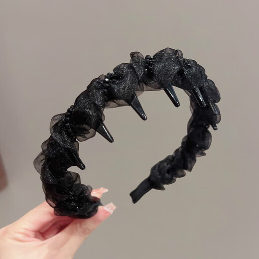 Aitanfang flash diamond gauze headband women's high skull 2025 new style toothed anti-slip headband pressed high-end hairpin headwear mesh headband