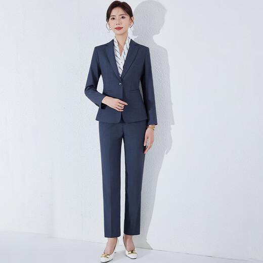 Нефритовый костюм, женский костюм из двух частей, весенне-осенний, серый, высококачественный, для собеседования, официальная деловая одежда, пригородная куртка 8068, серый костюм + брюки 2XL