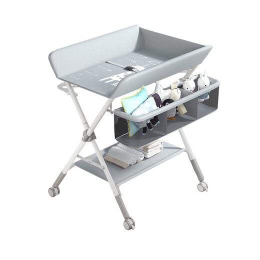 Mesa de pañales habik mesa de cuidado de bebés multifunción mesa táctil plegable plegable sin cintura agotadora cama para bebés viejos castillo de elevación gris y estilos de drenaje + varilla de ropa + estante de almacenamiento