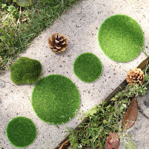 Ancient style fake lawn model desktop building green micro landscape simulation moss ecological bottle decorative bonsai grassland about 15 cm square 2 pieces ((measure the size you need)