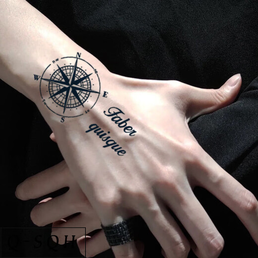 No. 1 Phoenix Compass Herbal Tattoo Sticker Semi-Domineering Flower Arm Wrist Cover Scar Dark Waterproof Long-lasting Tattoos for Men and Women Navigator Set of 8 Herbal Tattoo Stickers