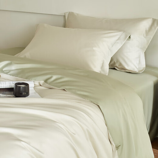 Light luxury four-piece set Class A maternal and infant grade 180 count long-staple cotton 100% cotton solid color quilt cover sheet fitted sheet bedding set double--chestnut brown 1.8m sheet style quilt cover 200*230cm-four-piece set