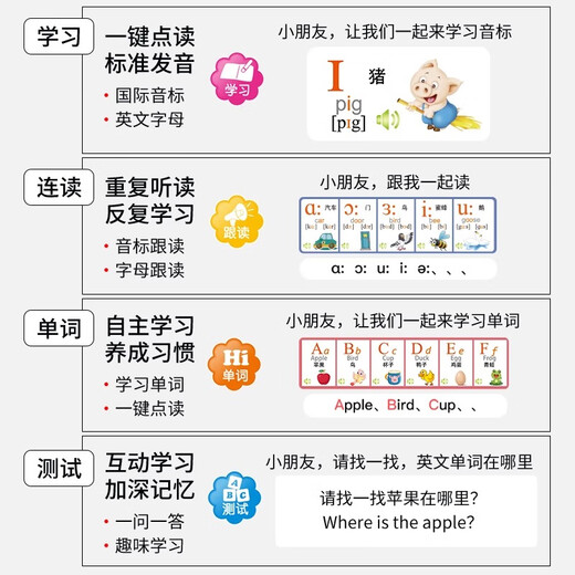 Leleyu smart English learning machine children's toys early education wall chart English alphabet phonetic symbols audio point reading birthday gift