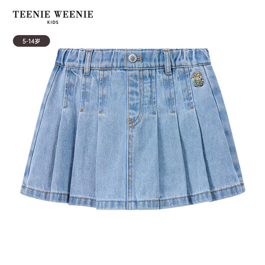 Teenie Weenie Kids Bear Children's Clothes Summer Girls' Pleated Denim Skirts Blue 120 cm