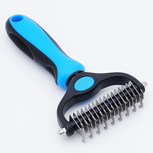 Paike comb for dogs to remove floating hair, knot comb, dog hair cleaner, hair removal knife, comb brush, pet cat comb, blue small size 11 teeth (long-haired cats, small dogs