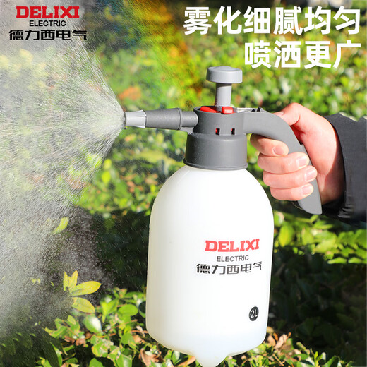 Delixi Electric Watering Can for Watering Flowers, Air Pressure Watering Can for Flowering, Watering Kettle, Large Capacity Gardening Watering Can, Spraying Water, Disinfection Sprayer, Green Air Pressure Watering Can 2L