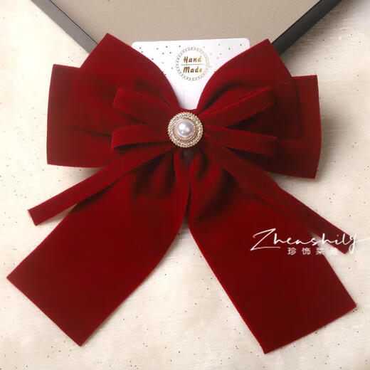 Hunter Bride Toast Wear Headwear Engagement Simple and Attractive New Large Red Bow Fugitive Princess Hair Clip Hair Accessories 1 - Bow Hair Clip + Earrings 2