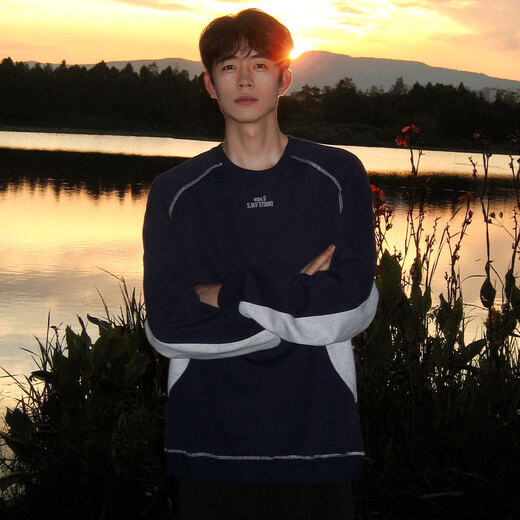 刘潮布加绒男士卫衣冬季情侣长袖T恤内搭打底衫 3271藏青色【310g重磅棉 不褪色 M