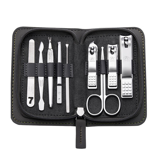 777指甲刀套装 三七进口指甲剪工具全套 甲沟炎指甲钳挖耳勺8001NA灰
