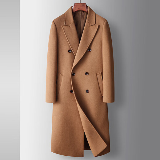 Magiopy Luxury High-End-Markenmarke Herrenmantel Herbst und Winter lange überknee Doppelreihe Casual Woll warme Jacke Schwarz M 170