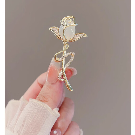 Li Shen's elegant cat's eye tulip brooch for women's high-end suit coat, simple accessories cat's eye tulip brooch