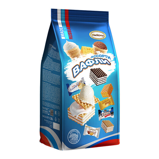 Akonte Russian imported wafer biscuits mixed with multi-flavor Akonte brand snacks 358g