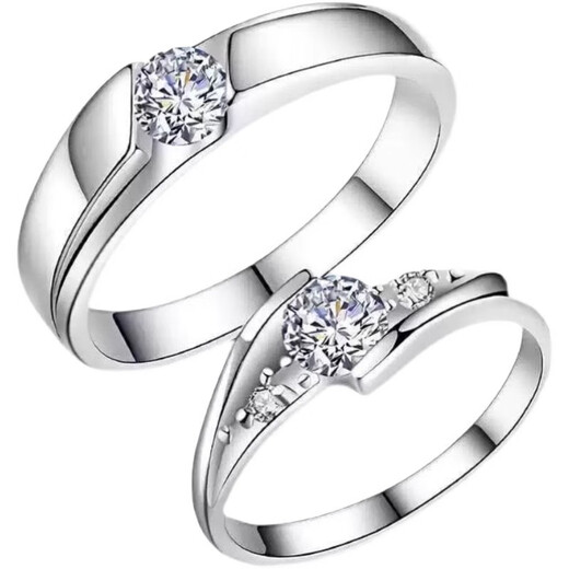 Moissanite ring, sterling silver ring, couple's ring, men's and women's pair, platinum simulation diamond ring, Valentine's Day gift, exclusive model, couple's ring, pair