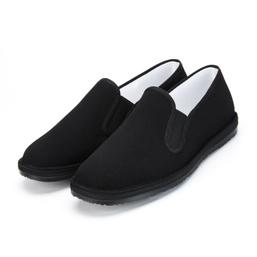 Tongsheng und alte Peking-Stoffschuhe Herren Frühling und Sommer Neues Produkt atmungsaktives pures schwarz geschichtete Stoffschuhe lässige Nicht-Schlupf-Ein-Fuß-Arbeitsschuhe Schwarz 40