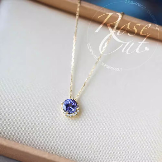 Lie Rui <Moon Half Bend> Japanese natural tanzanite necklace plated with 18K gold, light luxury amethyst agete Akado pendant, thickened with 18K gold plated