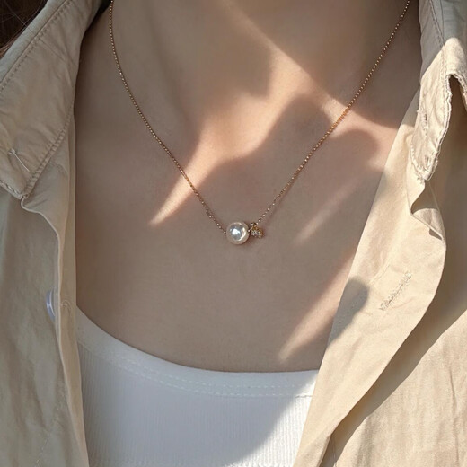 DRJEFUN natural pearl necklace round freshwater pearl s925 sterling silver passepartout transfer bead pearl necklace silver and diamond bean chain 6A grade freshwater pearl 10-11mm