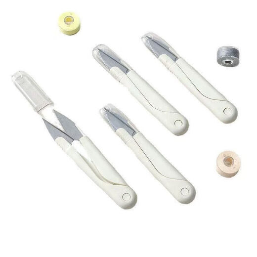 Safe, high-looking dormitory small scissors, handmade scissors, pure white, practical small scissors with cover for opening express during the school season, 1 pair in white