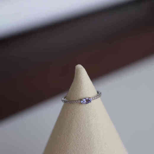 OEMG really loves the ultra-fine gemstone ring, natural and beautiful blue-purple tanzanite 925 sterling silver gift for women, minimalist style, adjustable opening