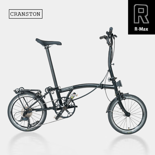 CRANSTON matte black tri-folding bicycle adult ultra-light portable retro 9-speed 16-inch bicycle 16-inch Matte black/matte black S handle