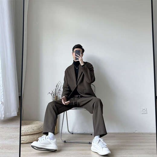 DK high-end men's casual style suit suit men's spring and autumn Korean style trendy loose casual high-end suit two-piece white suit + pants S 120Jin Jin is equal to within 0.5 kg