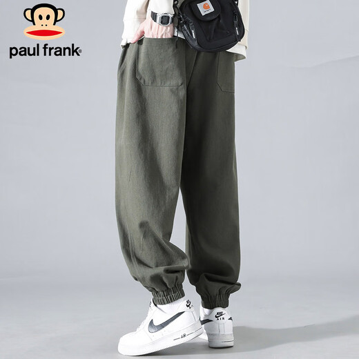 Big Mouth Monkey (paul frank) casual pants men's autumn loose pants men's sports leggings straight overalls men's pants military green XL