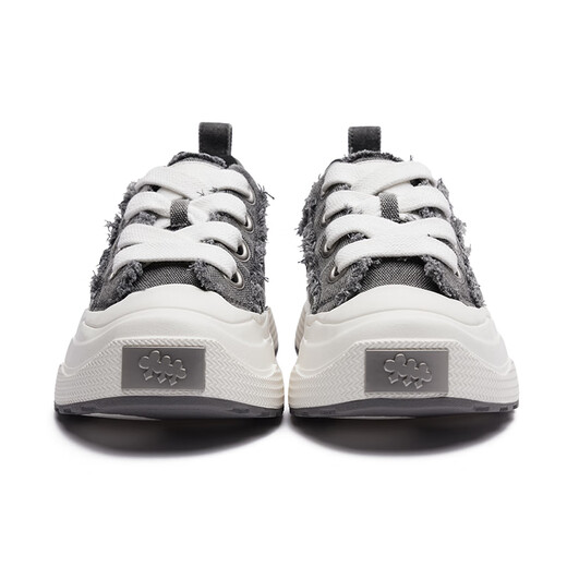 SHOOT BRAND Reprise Series Wear-Resistant Thick-soled Heightened Retro Denim Gray Canvas Shoes Same Style for Men and Women Denim Gray 37